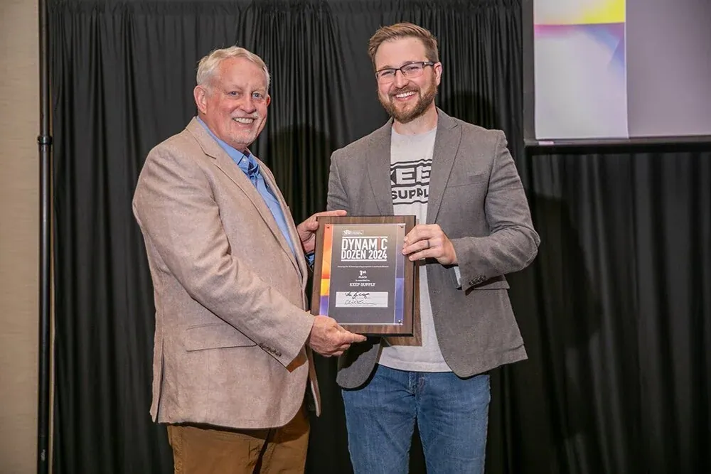 Drake Hughes accepting the 2024 Dynamic Dozen award from Springfield Business Journal in 2024