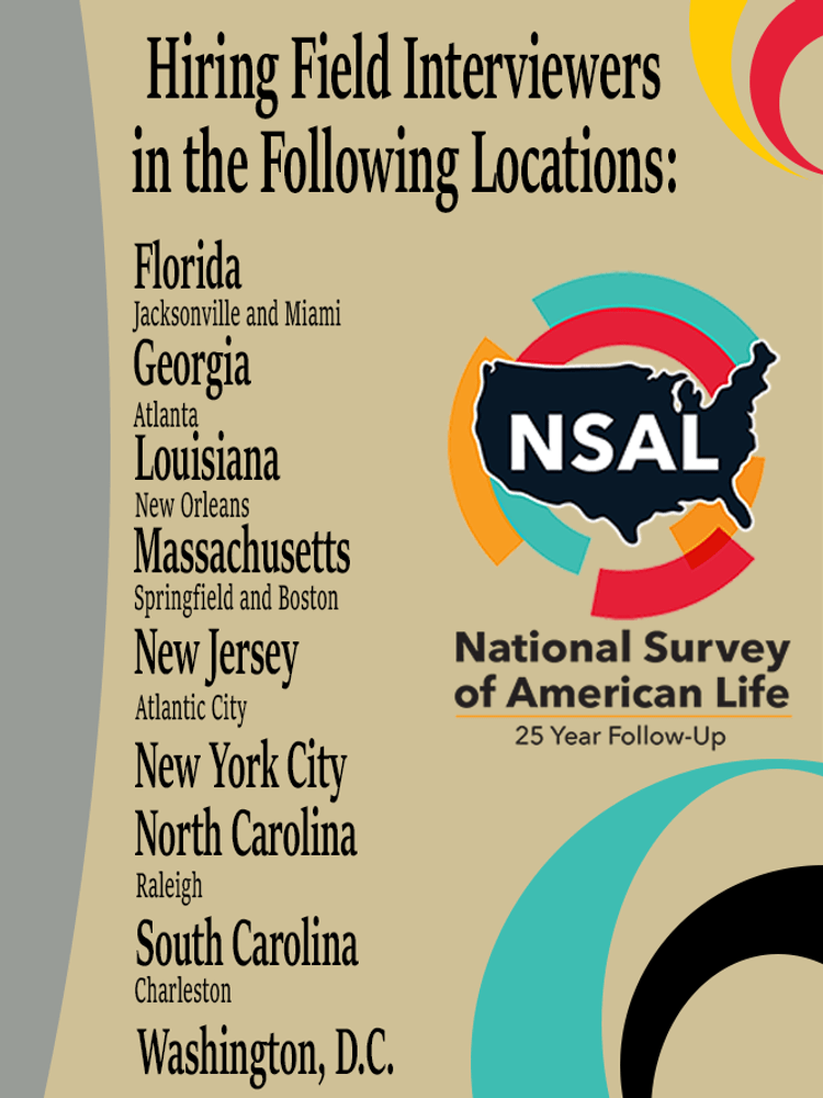 Poster style tile advertising hiring field interviewers in multiple locations, click on the tile to find out more