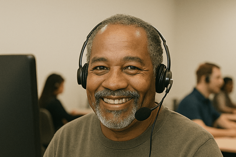 Receptionist smiling at work