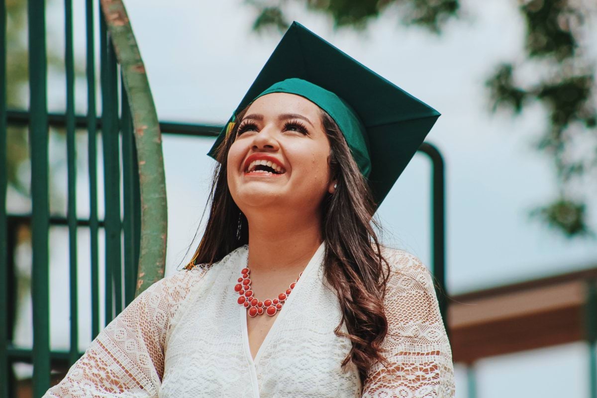 woman wearing black mortar board