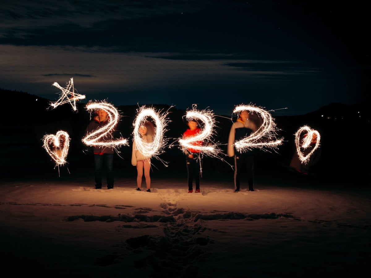 Light painting photography on a chilly icy new years eve. Happy 2022!