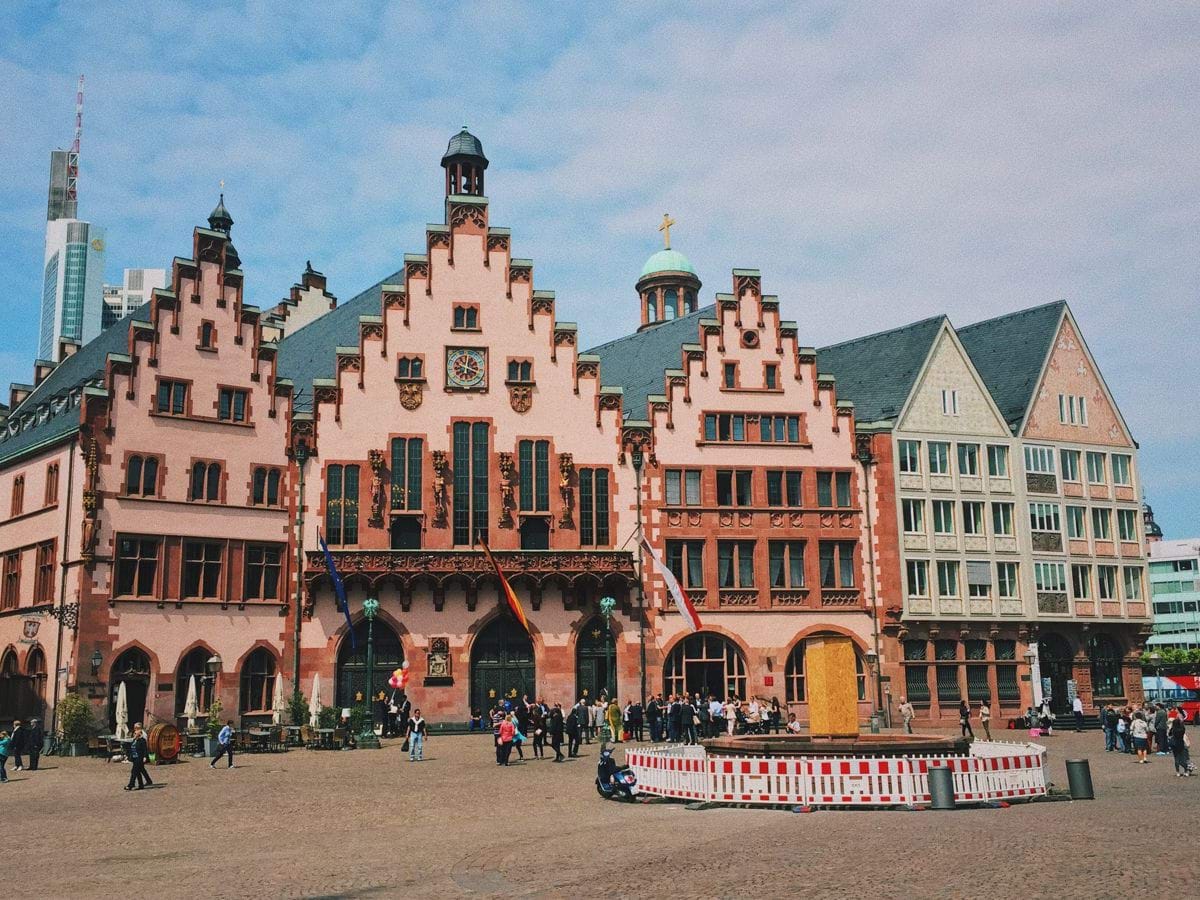 people in front of building