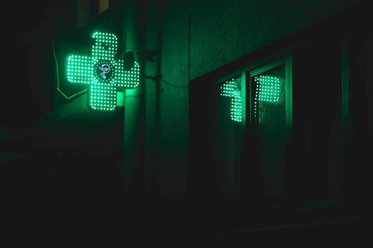 white and green light fixture