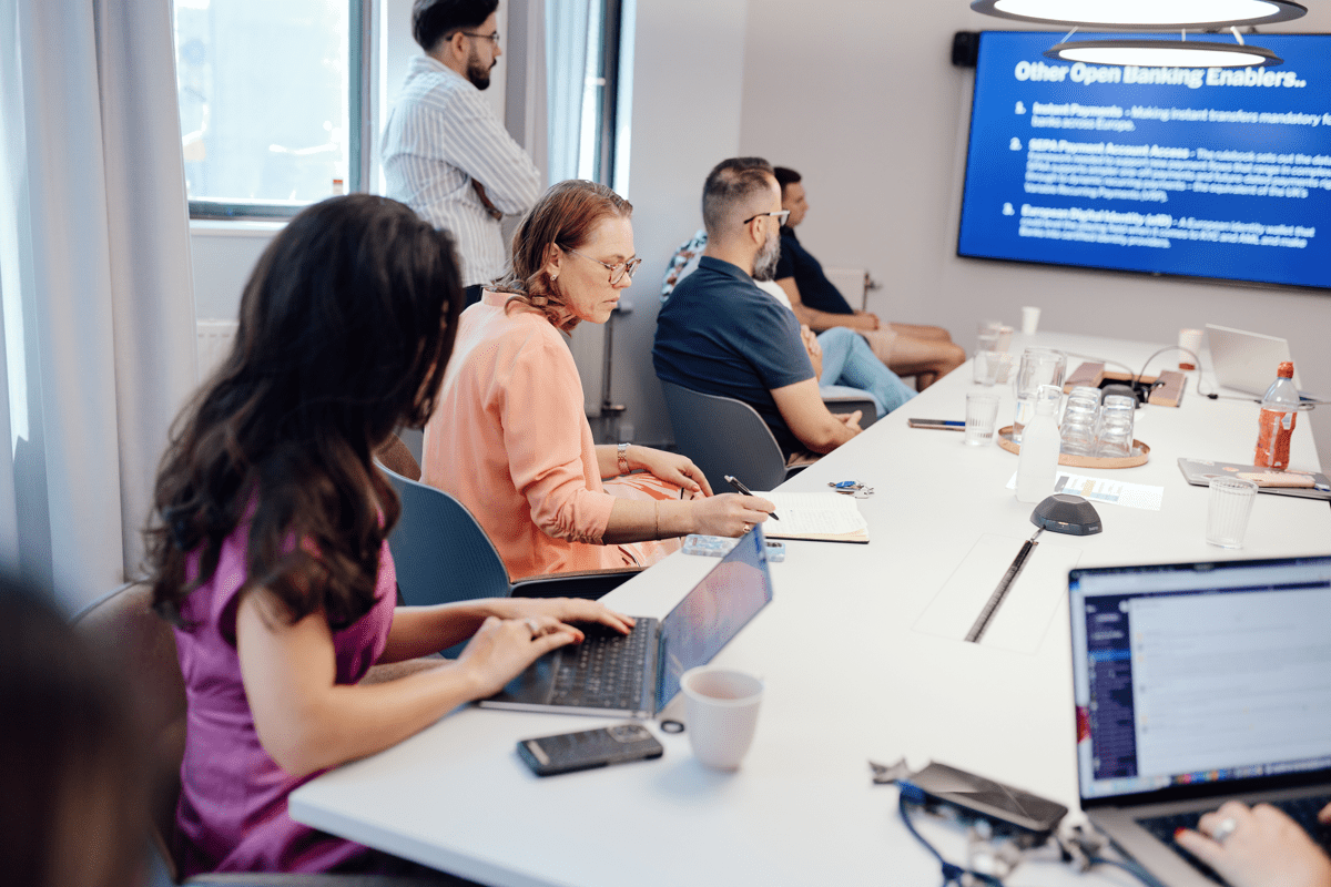 People working in a meeting