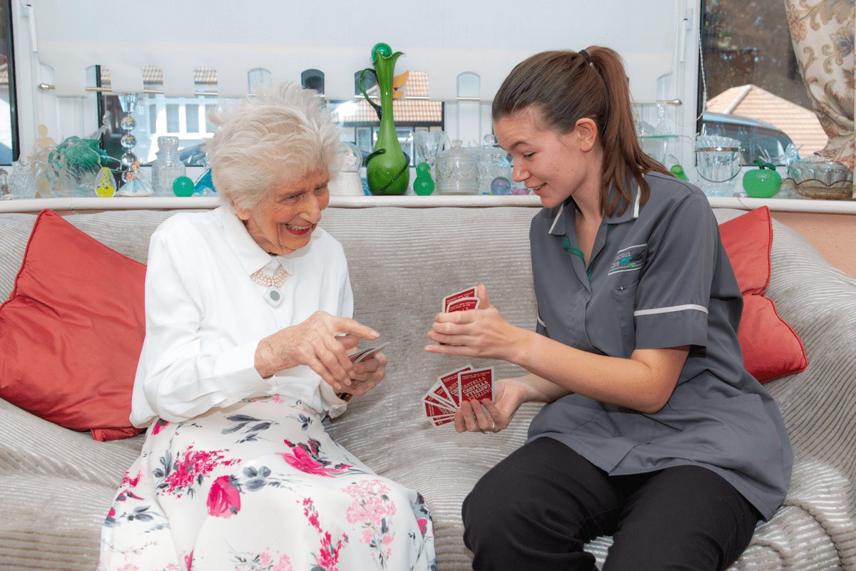 Carer Playing Cards with customer