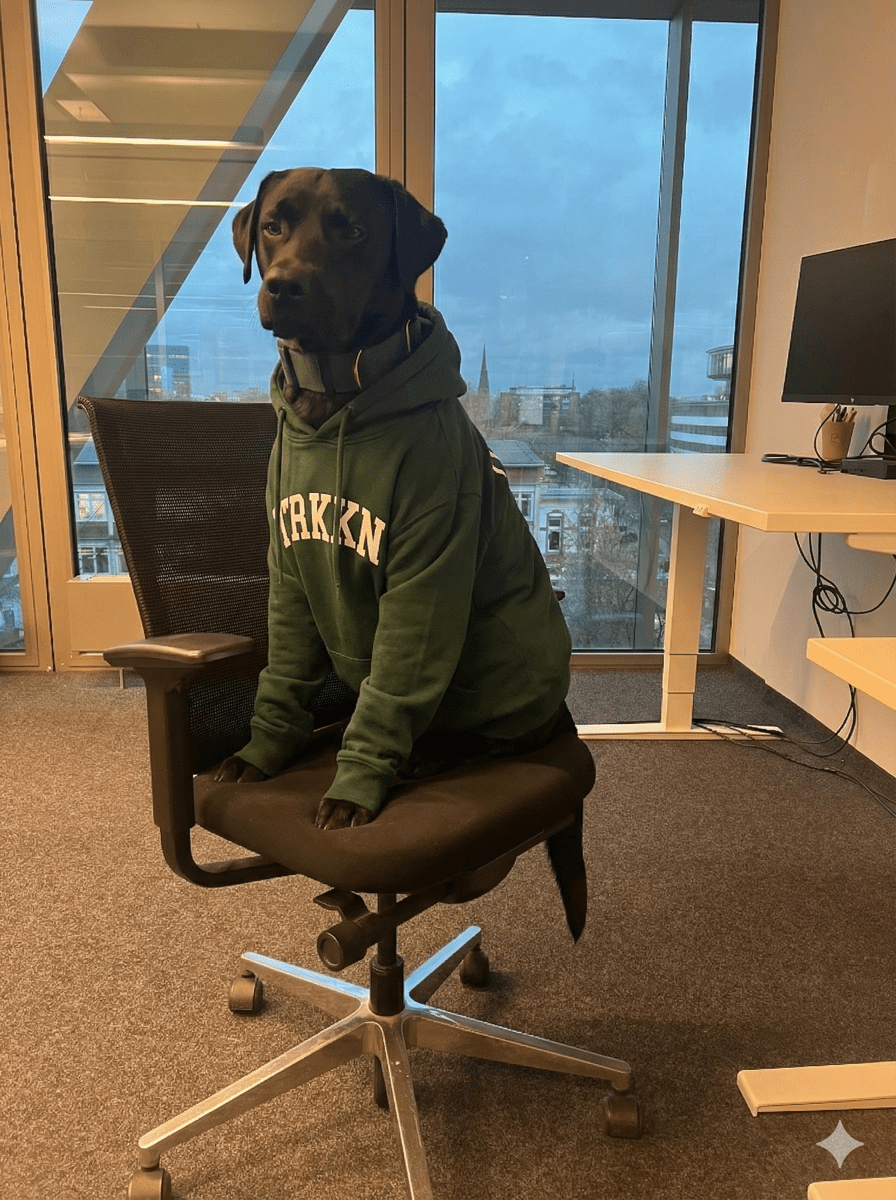 AI generated picture of a dog with a hoodie on