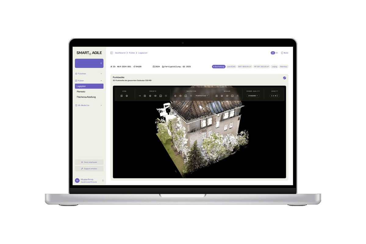 ein Screenshot von der Gebäudeplattform von smart and agile