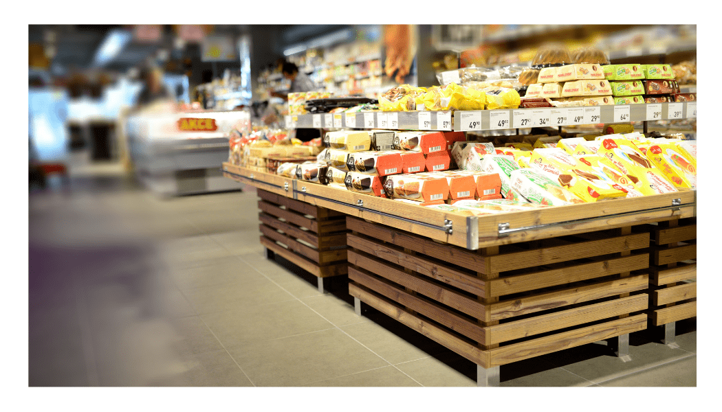 wooden shelf supermarket