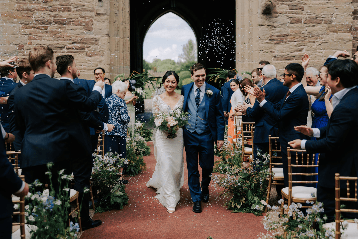 Wedding Couple in Courtyard