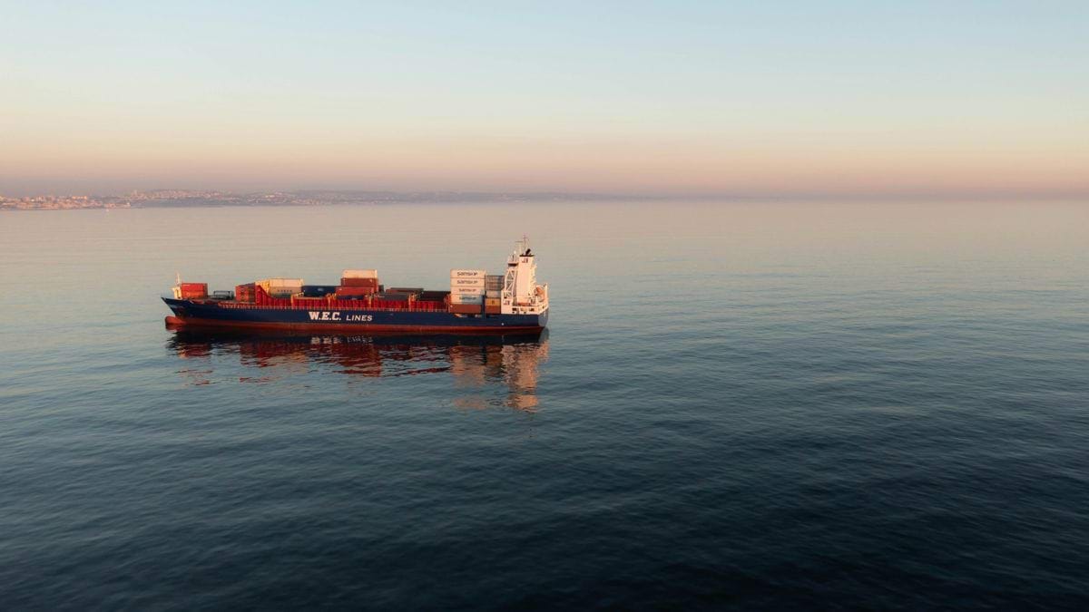 a large boat floating on top of a large body of water