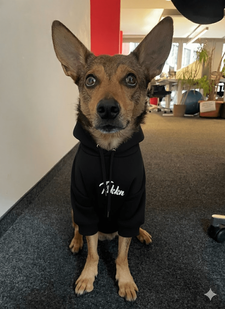 AI generated picture of a dog with a hoodie on