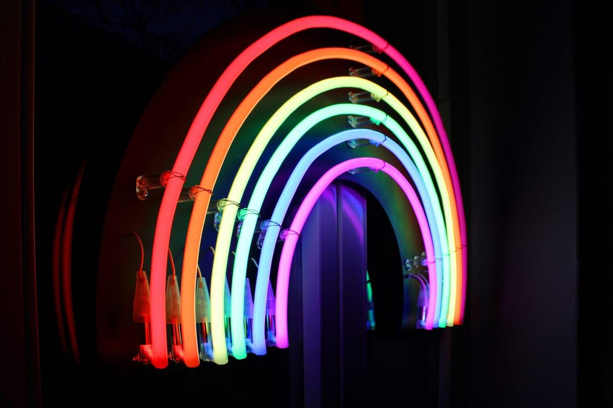 rainbow colored neon decor