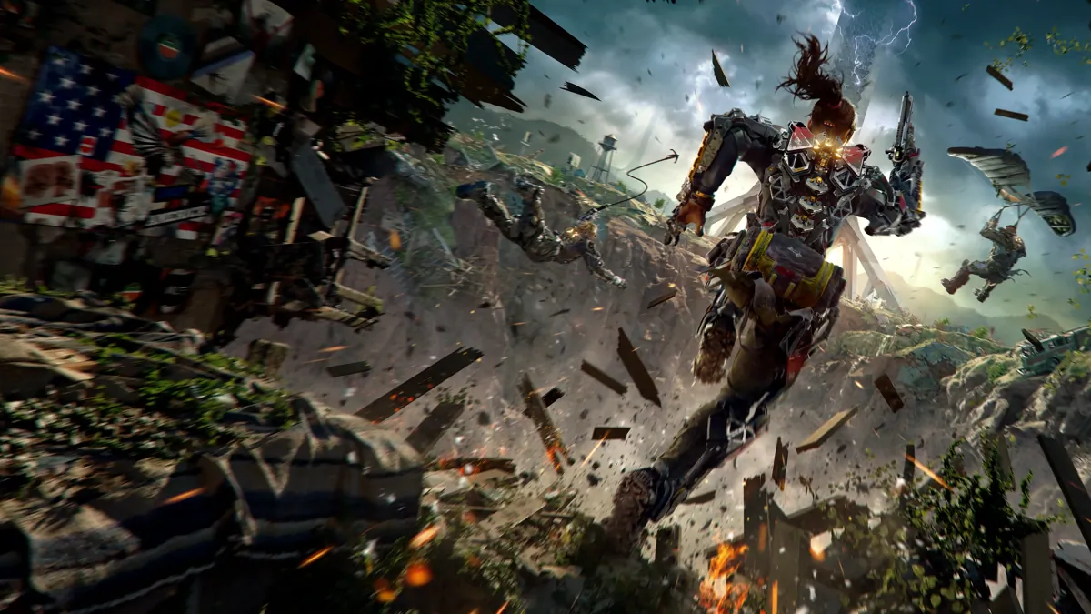 Explosive action concept art from Exoborne