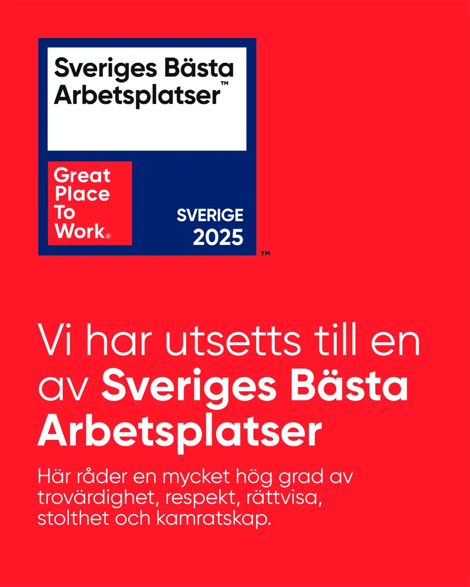 JSC är sjunde bästa arbetsplats i Sverige 2025