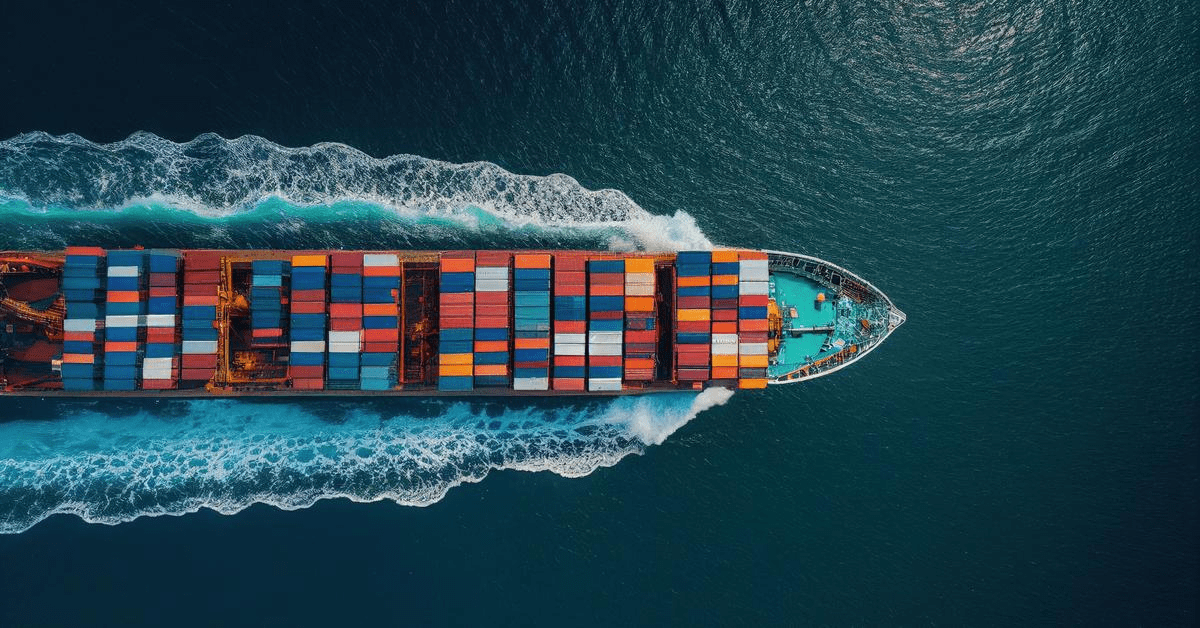 Boot met vracht bovenaanzicht