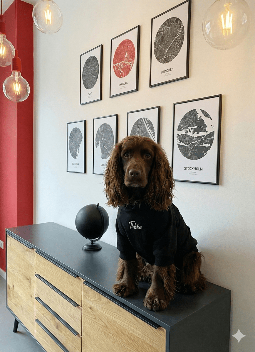 AI generated picture of a dog with a hoodie on