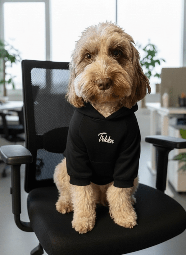 AI generated picture of a dog with a hoodie on