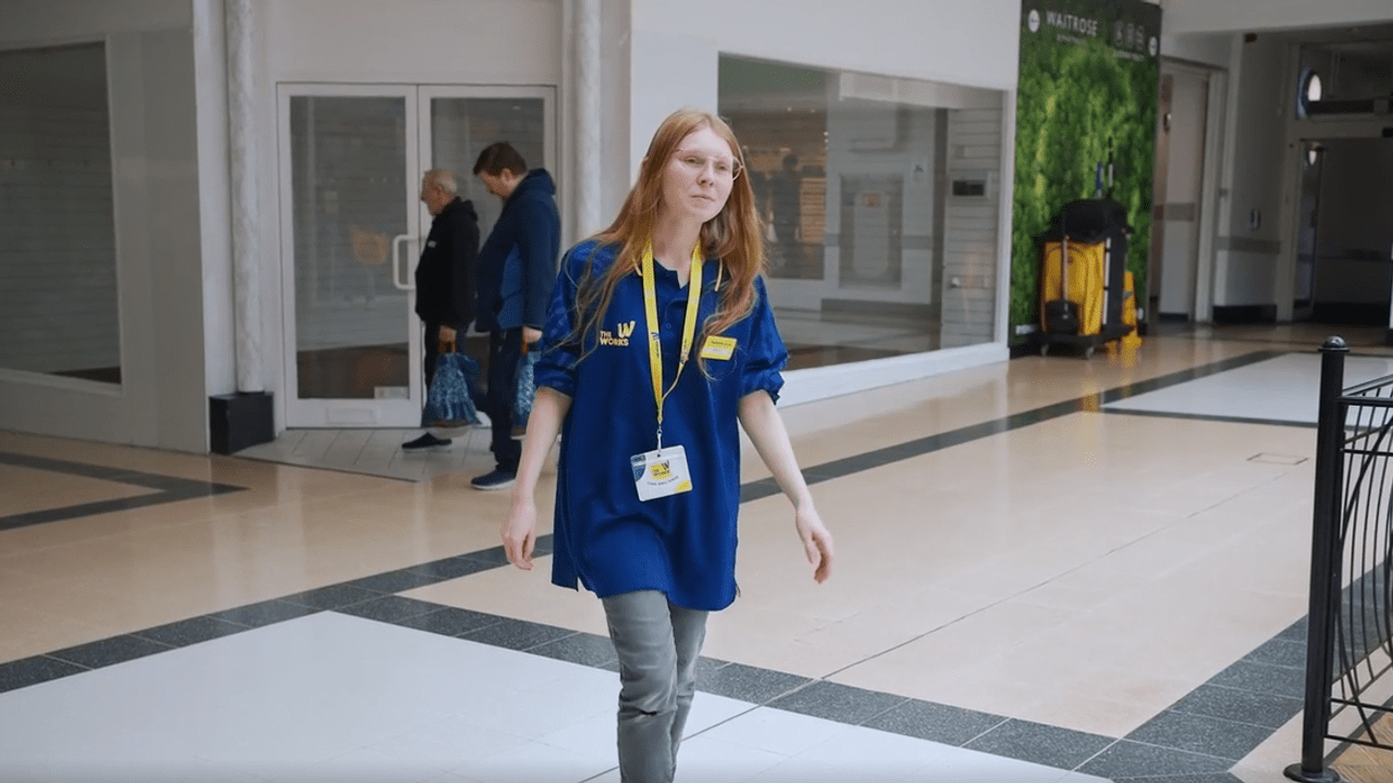 Colleague walking into work