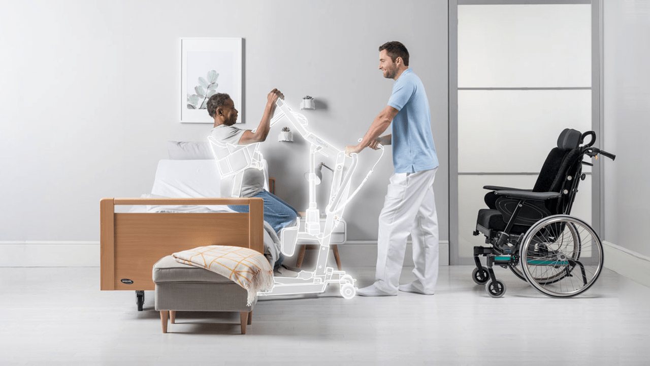 hospital bed near couch