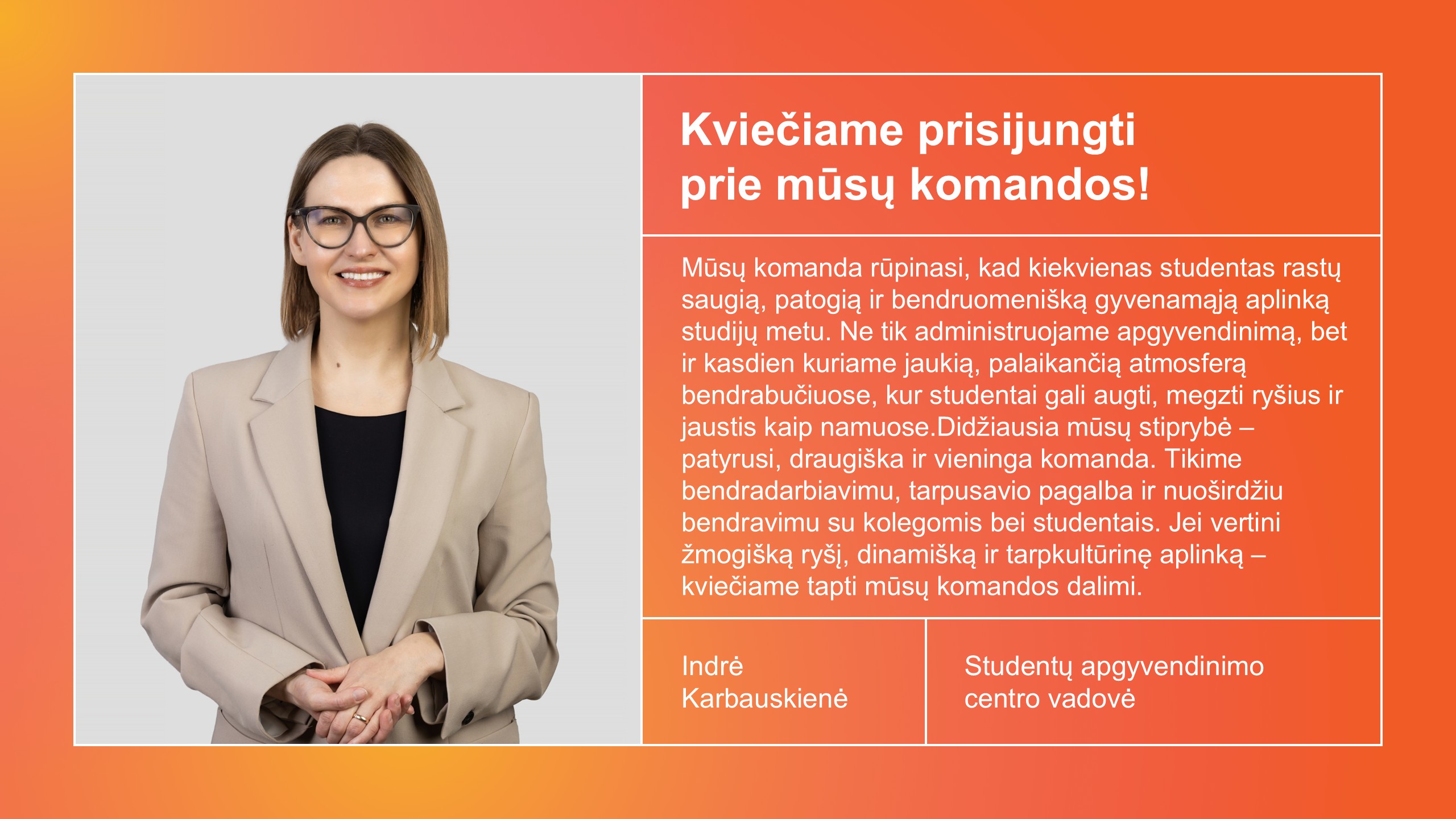 Vadovo kvietimas jungtis prie komandos