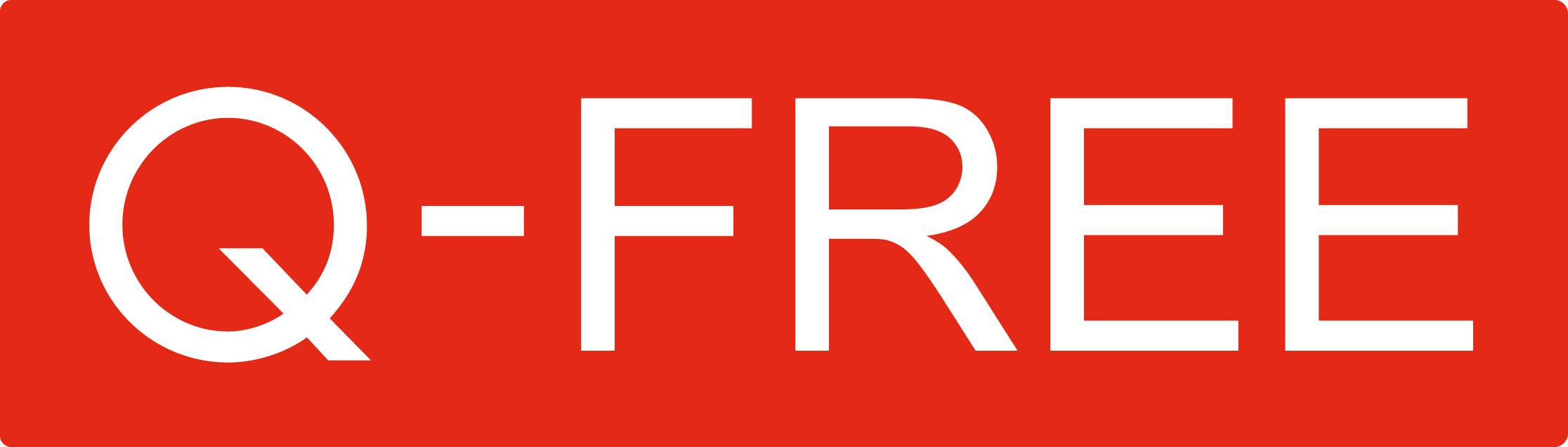 Q-Free logo - white text on bright red background