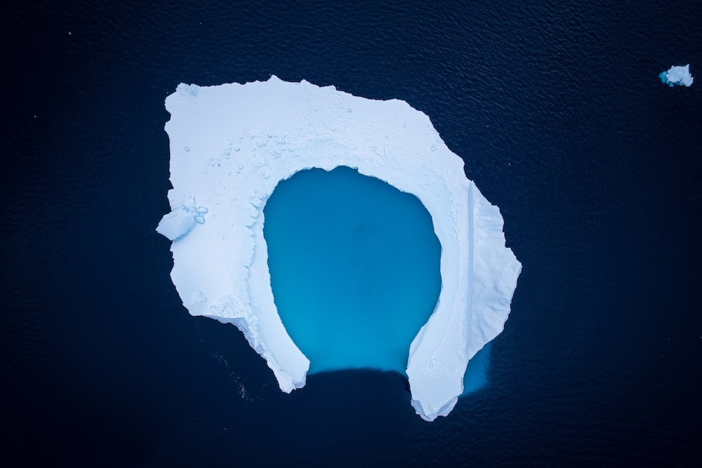 U-shaped iceberg from drone
