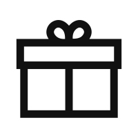 Must lipsuga kinkekarbi graafiline sümbol valgel taustal.