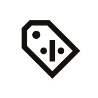 Must hinnasildisümbol protsendimärgiga, valgel taustal.