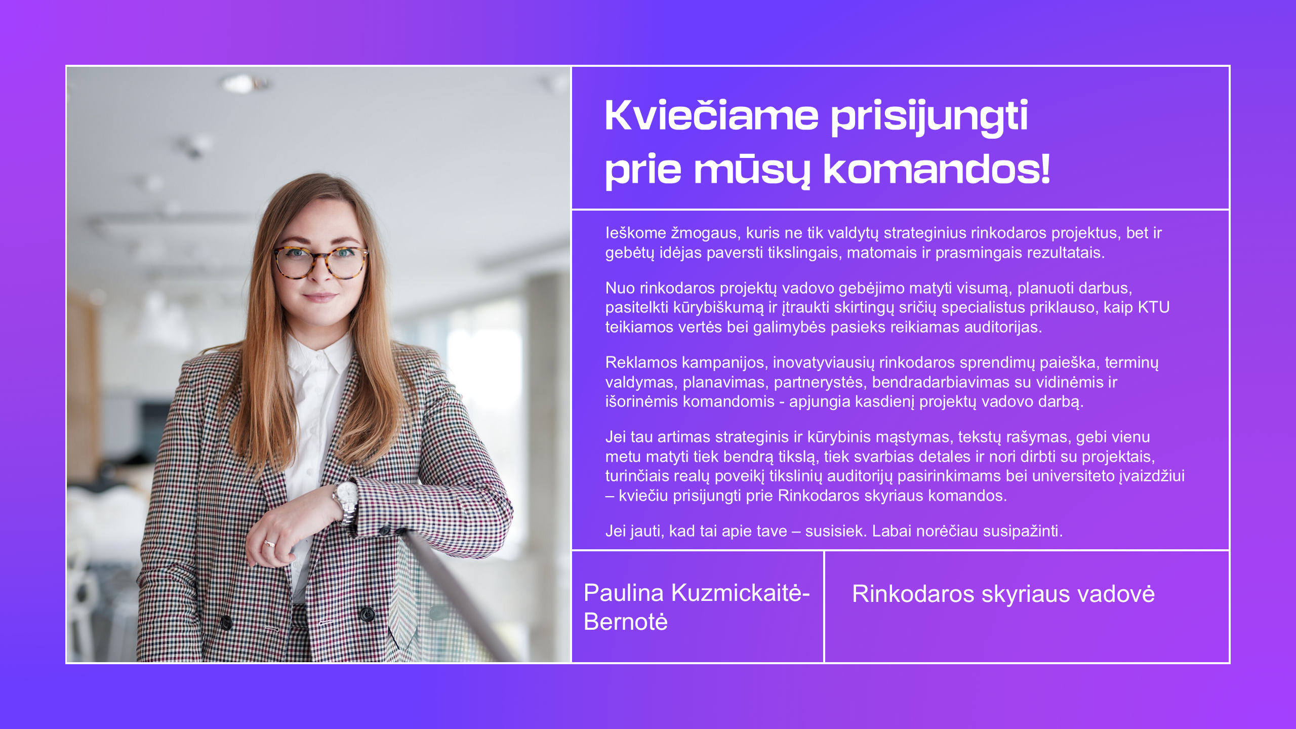 Vadovo kvietimas prisijungti prie komandos