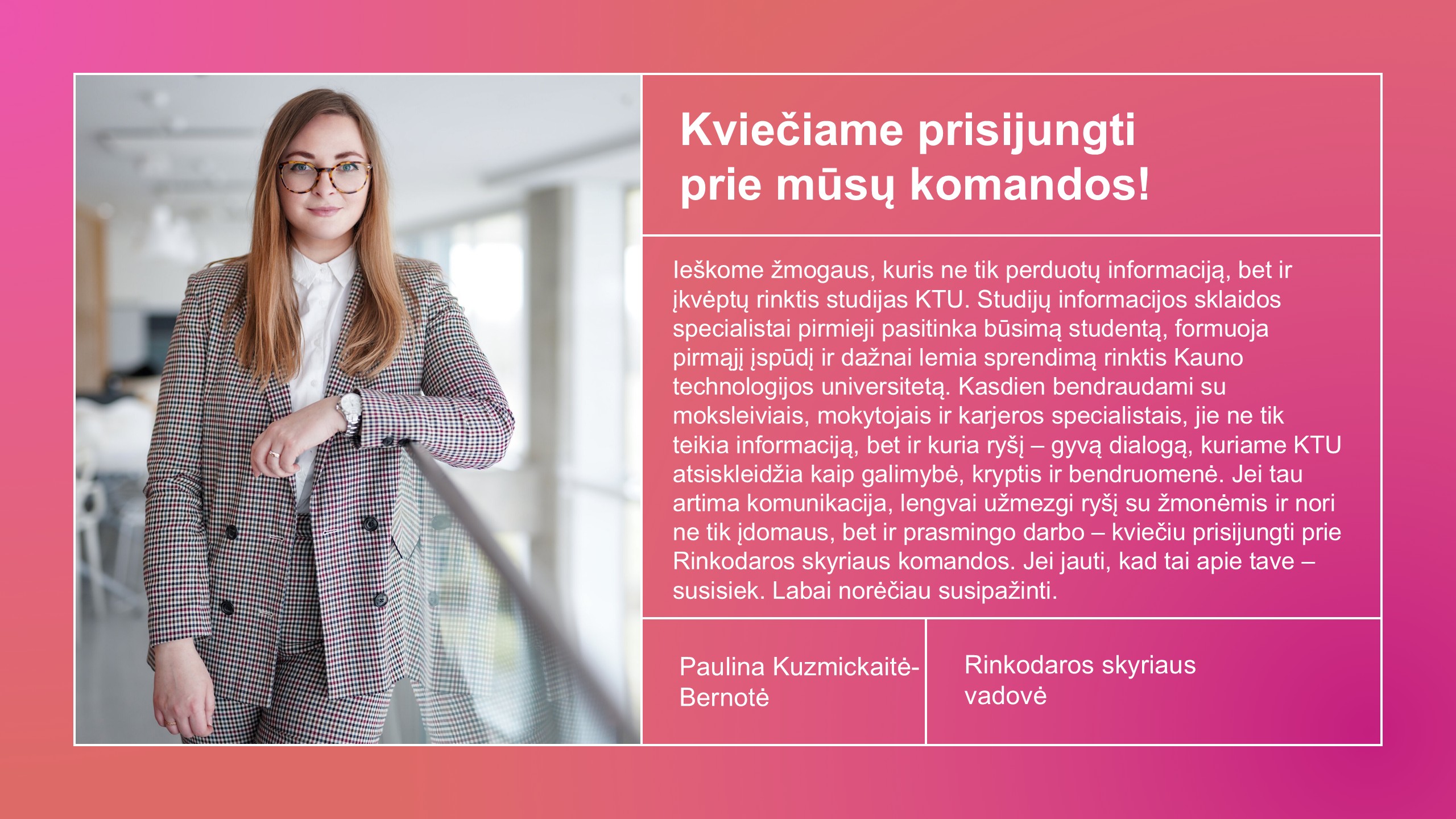 Vadovo kvietimas prisijungti prie komandos