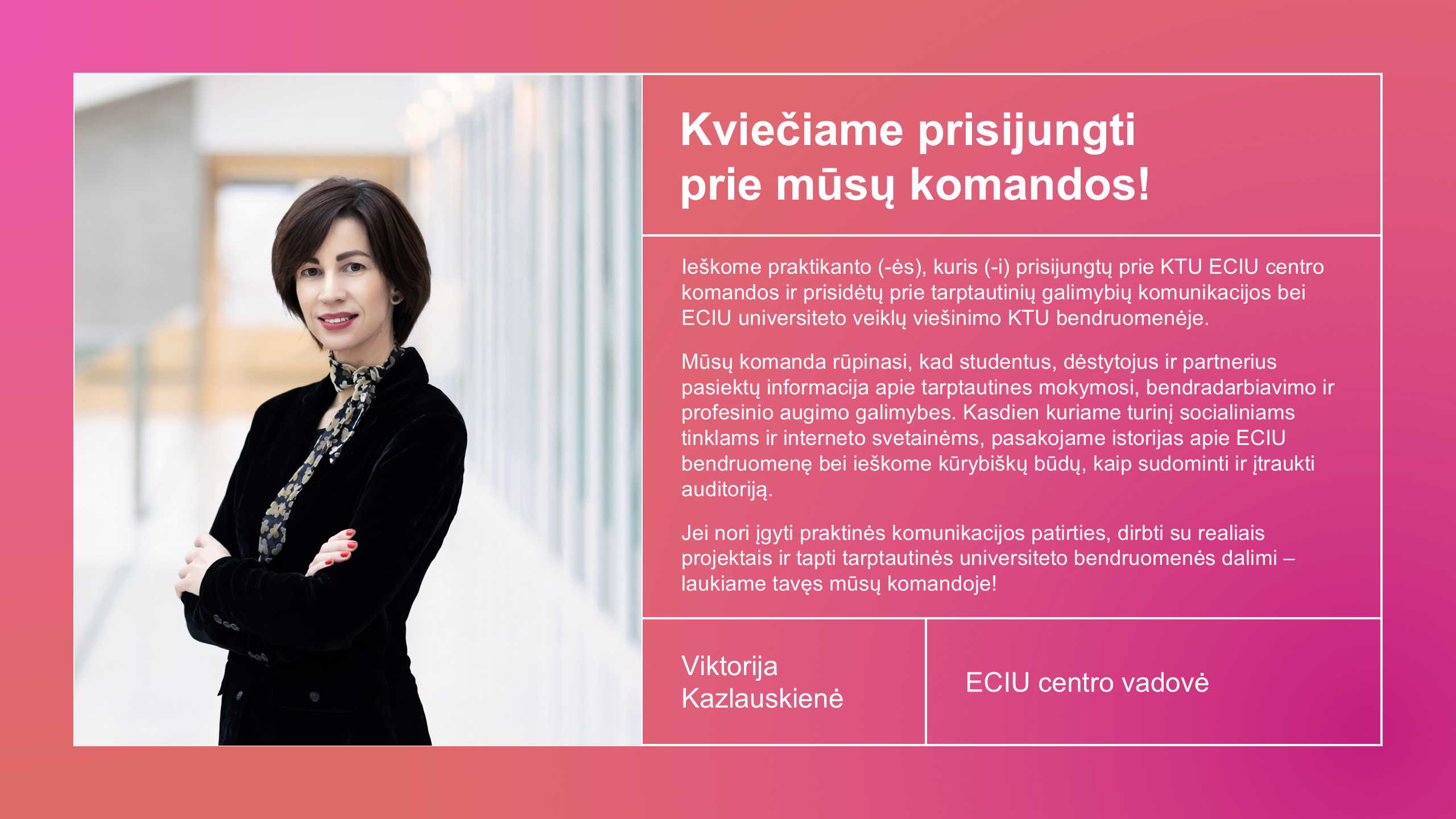 Vadovo kvietimas prisijungti prie komandos