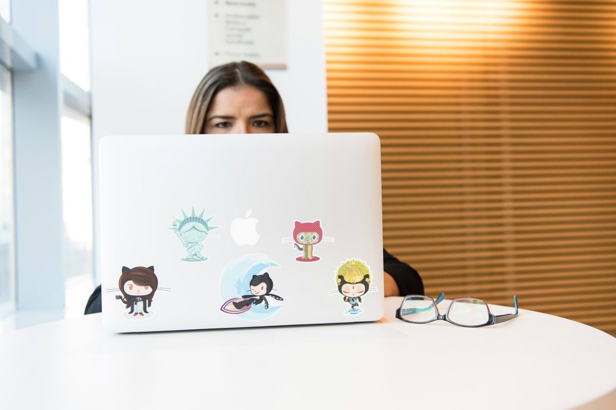 woman using MacBook
