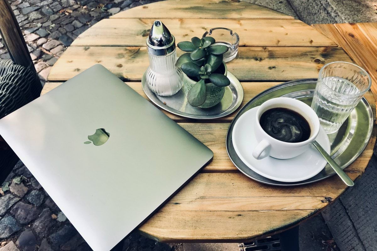MacBook air on top of table