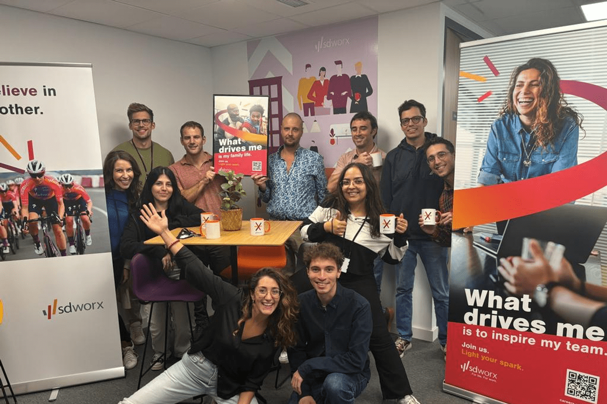 Group photo of SD Worx colleagues at Malaga