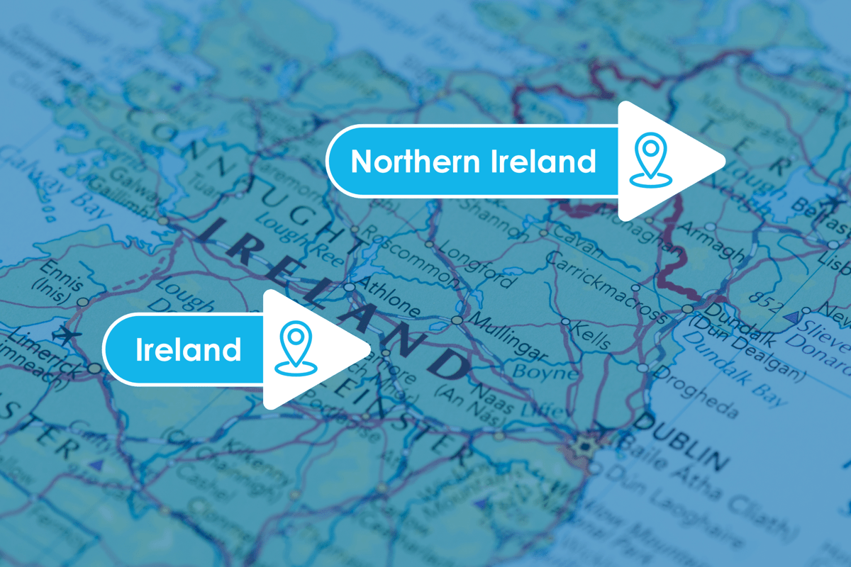 Map of Ireland and Northern Ireland