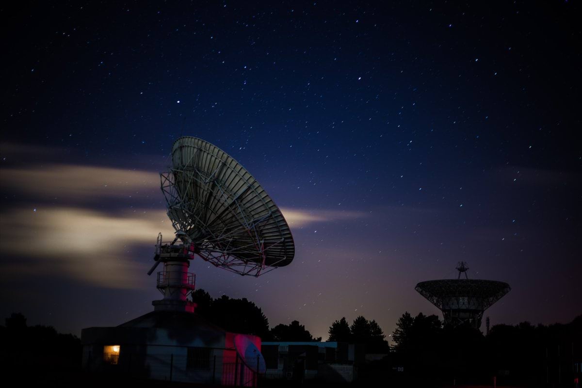 white satellite dishes