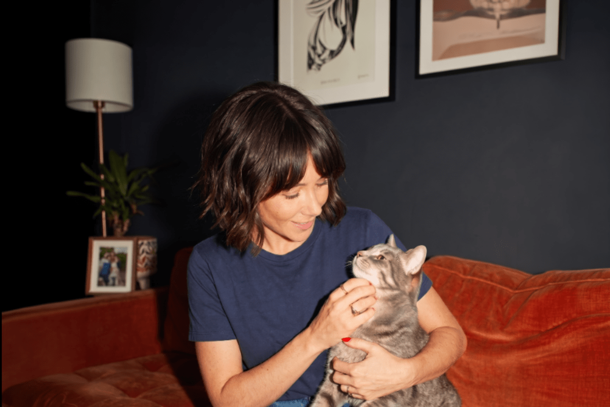 woman with cat