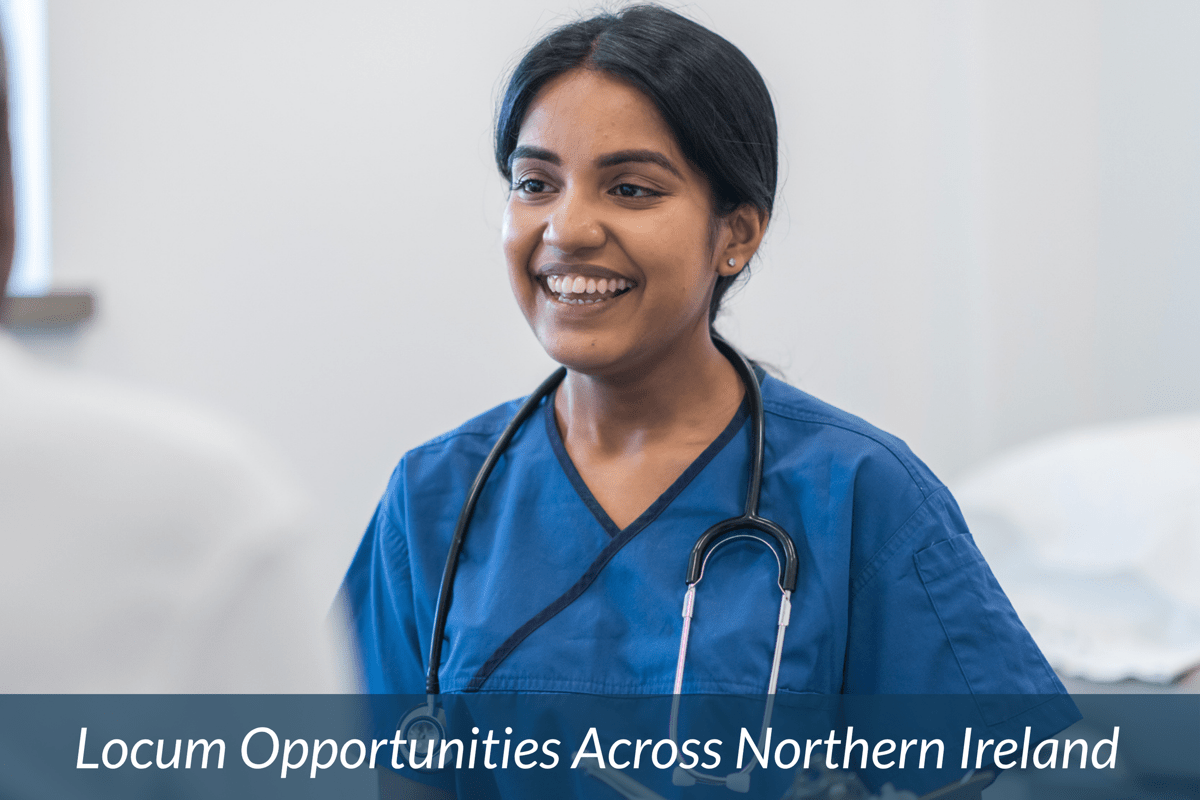 Female Doctor with patient. Locum Opportunities Across Northern Ireland in text along the bottom