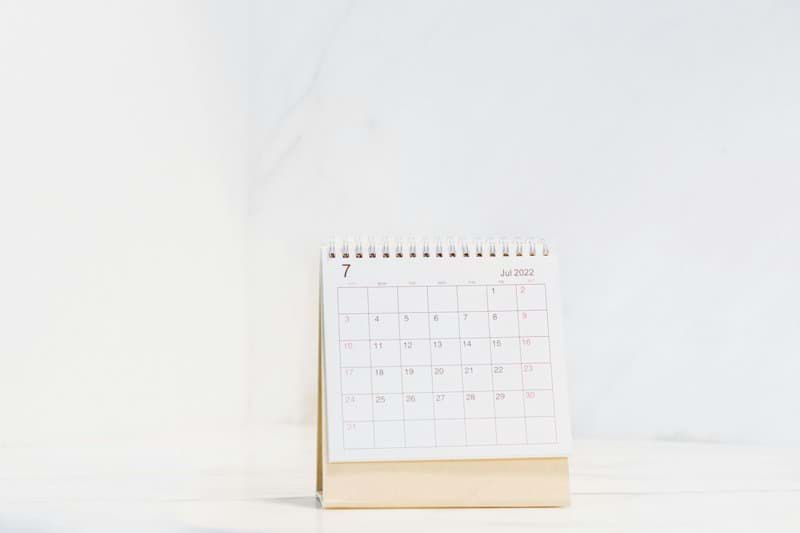 a calendar sitting on top of a table
