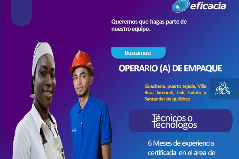 Operario de empaque Tecnico o Tecnologo image