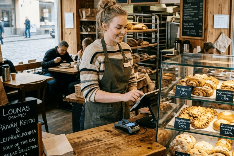 Myyjä leipomon myymälään image