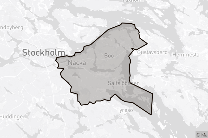 Kartbild över Nacka