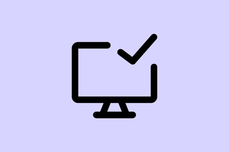 Icon Desktop Check auf lila Hintergrund