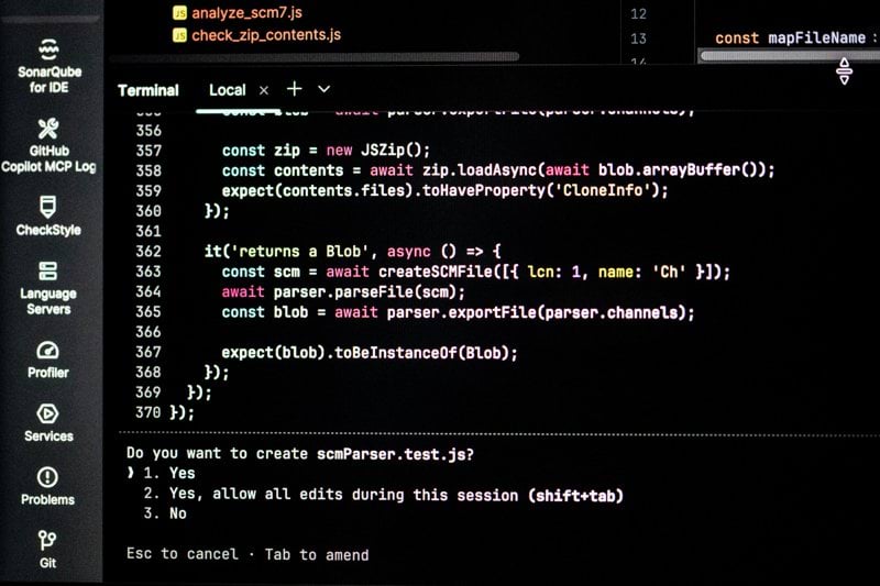 Computer screen displaying lines of code