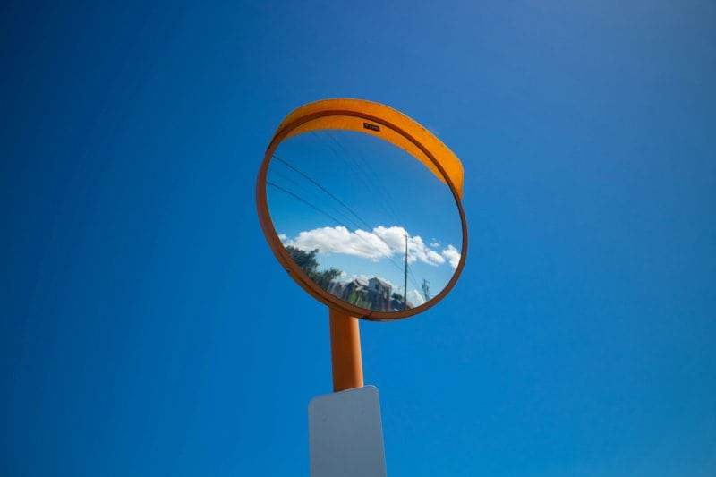 a mirror on a pole