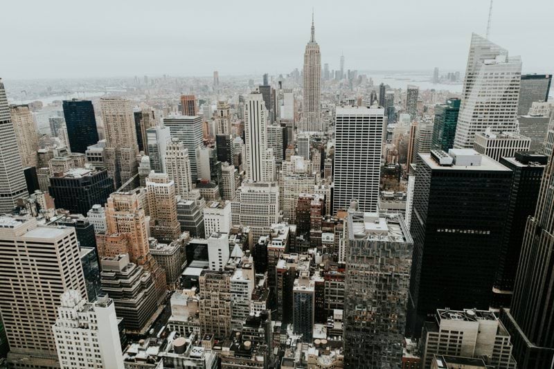 aerial photo of city buildings