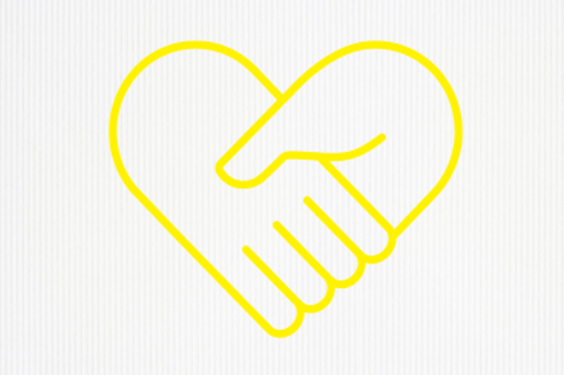 Shaking hands heart icon, referencing The Works '24/7 support' benefit