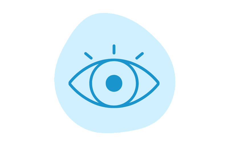 Open eye in a blue circle
