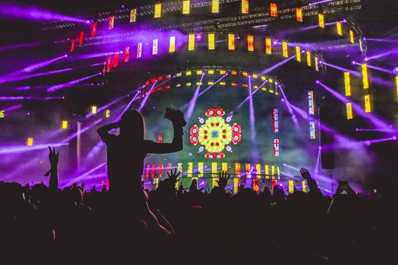 crowd in front of stage