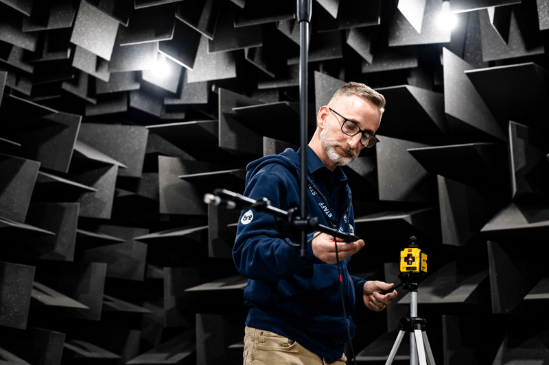 Testing in anechoic chamber